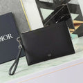 C*D A5 Pouch Black Grained Calfskin with C*D Icon