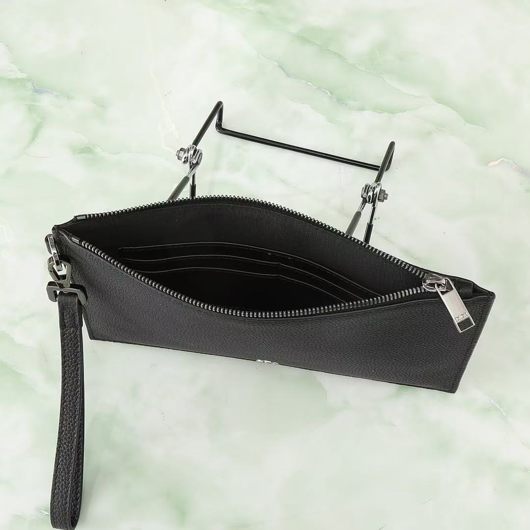 C*D A5 Pouch Black Grained Calfskin with C*D Icon