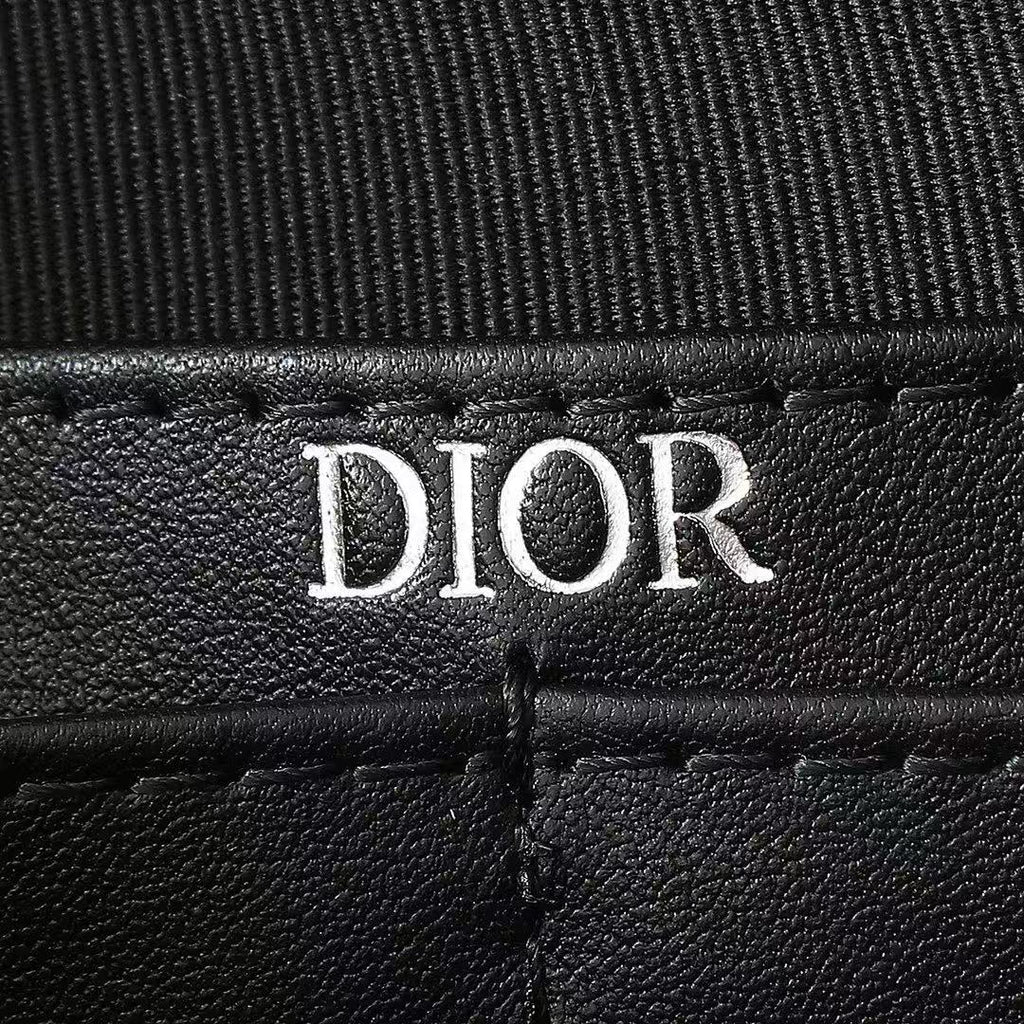 C*D A5 Pouch Black Grained Calfskin with C*D Icon