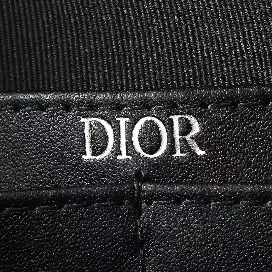 C*D A5 Pouch Black Grained Calfskin with C*D Icon