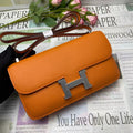 H*rmes Constane 26cm Bag Orange Silver Epsom Leather