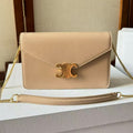C*line Cuir Triomphe Logo-Printed Bag Beige Gold Cowhide