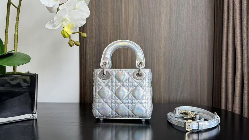 C*D MINI LADY 12 SILVER PATENT LAMBSKIN