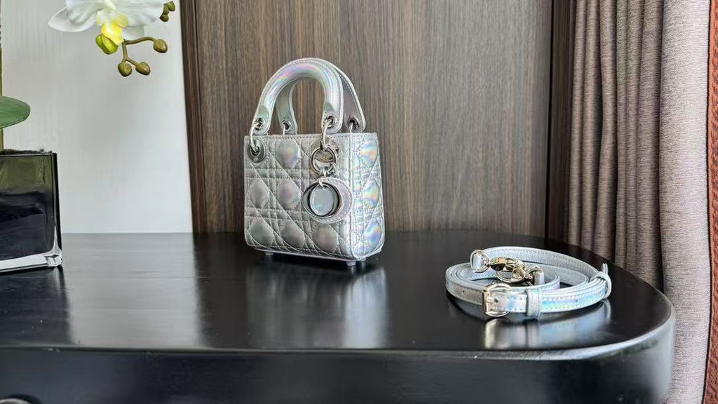C*D MINI LADY 12 SILVER PATENT LAMBSKIN