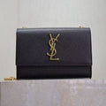 Y*S*L Kate Small Chain Bag 20cm Black Gold Grained Calfskin