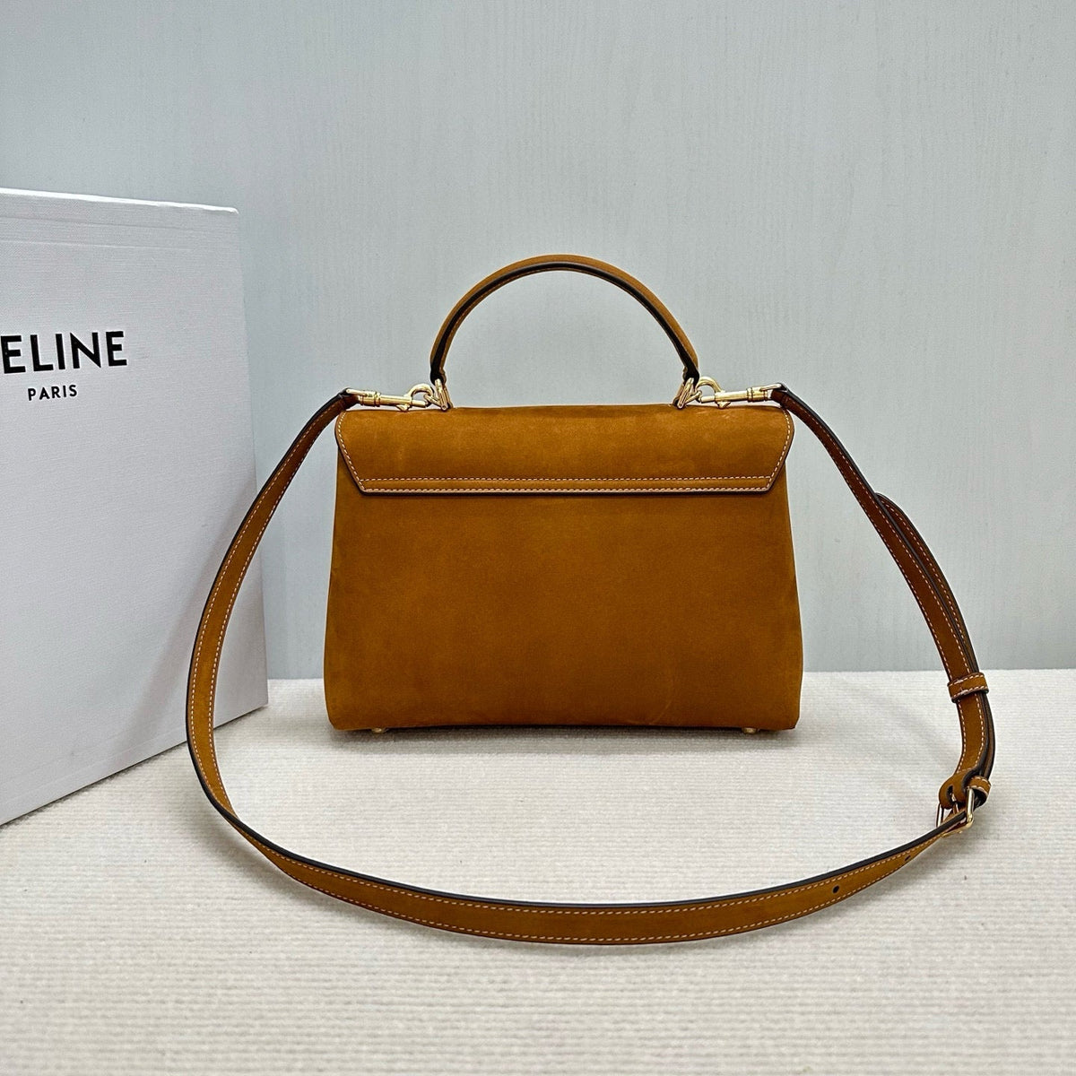 Nino Teen Medium 25 Bag In Camel Brown Suede Calfskin