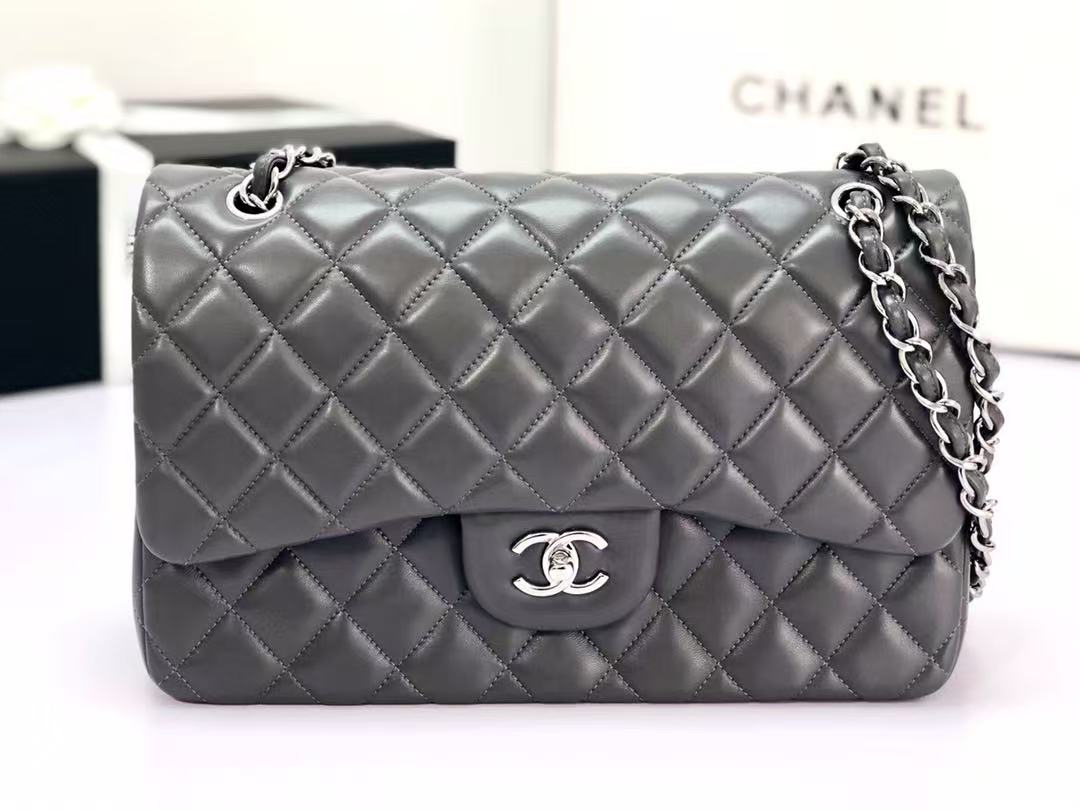 Ch*nel Flap Bag 30cm Tinware Ash Lambskin