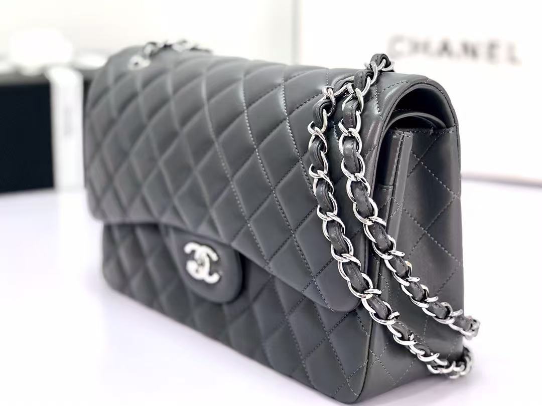 Ch*nel Flap Bag 30cm Tinware Ash Lambskin