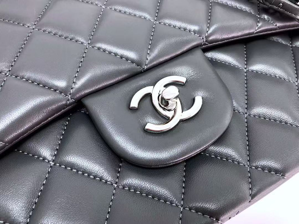 Ch*nel Flap Bag 30cm Tinware Ash Lambskin