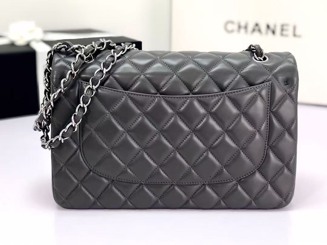 Ch*nel Flap Bag 30cm Tinware Ash Lambskin