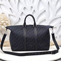 Weekender 40 D*or Oblique Jacquard Black Grained Calfskin Frabic