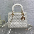 C*D Lady D*or 24cm White Lambskin Light Gold Hardware