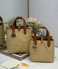 C*D Toujours Vertical Tote Bag Coconut Fiber Weaving Paired Cowhide