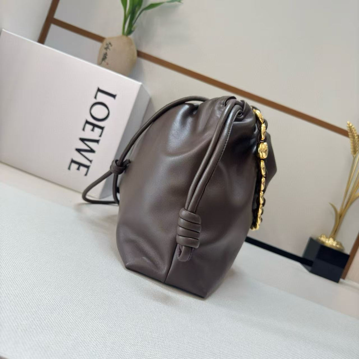 L*ewe Flamenco Purse 41 Bag Dark Brown Nappa Lambskin