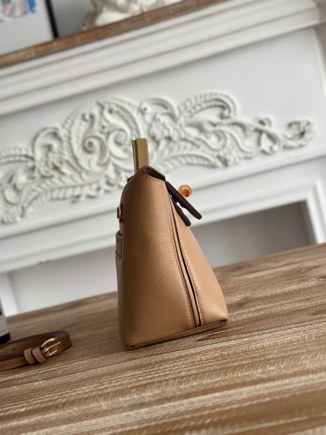 H*rmes Mini 24 24 Bag Beige Gold Leather