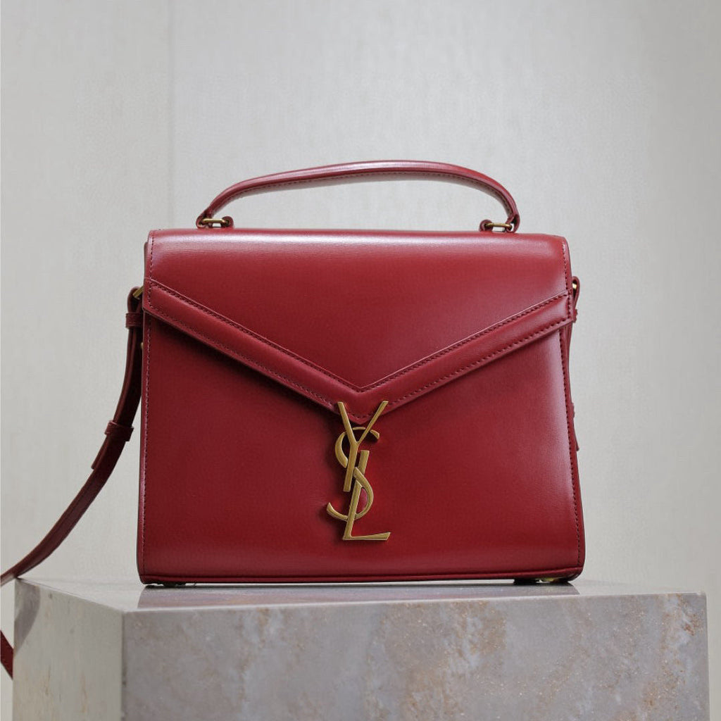 YSLCassandra Top Handle Bag Medium 25cm Red Cowhide GHW