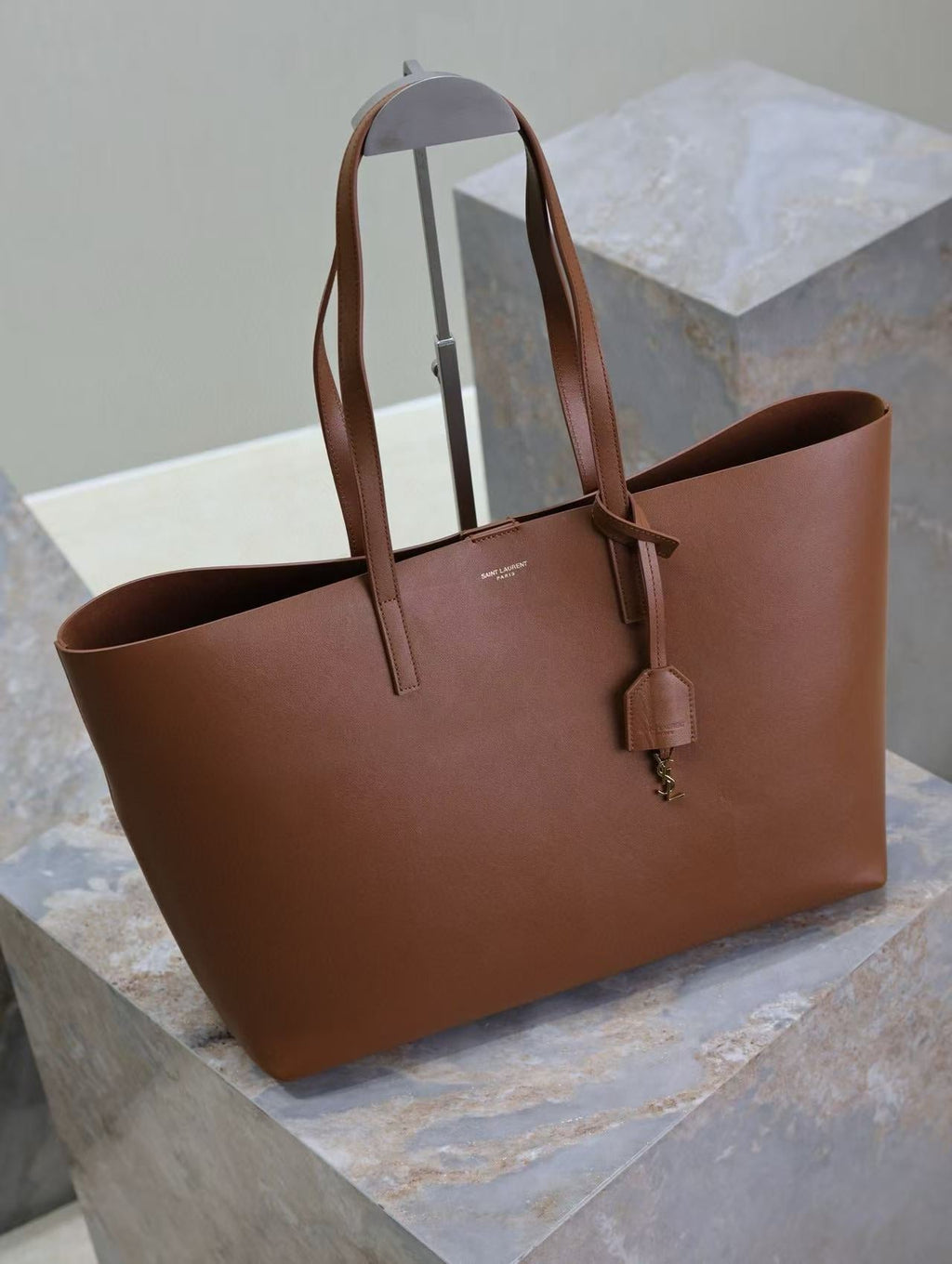Y*S*L 2025 Tote 38cm Bag Brown Smooth Leather