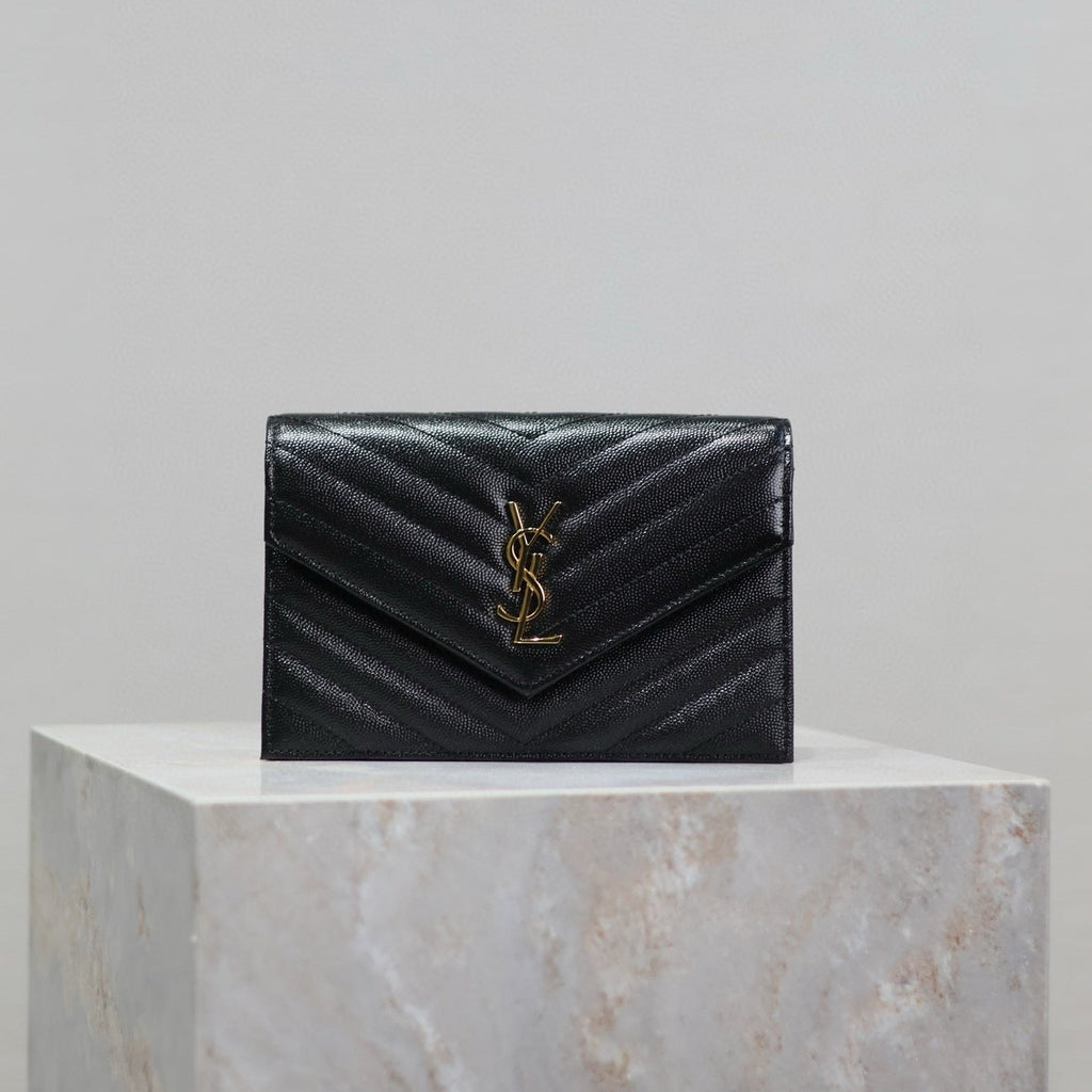 Y*S*L WOC Small Envelope Bag 19cm Black Caviar GHW