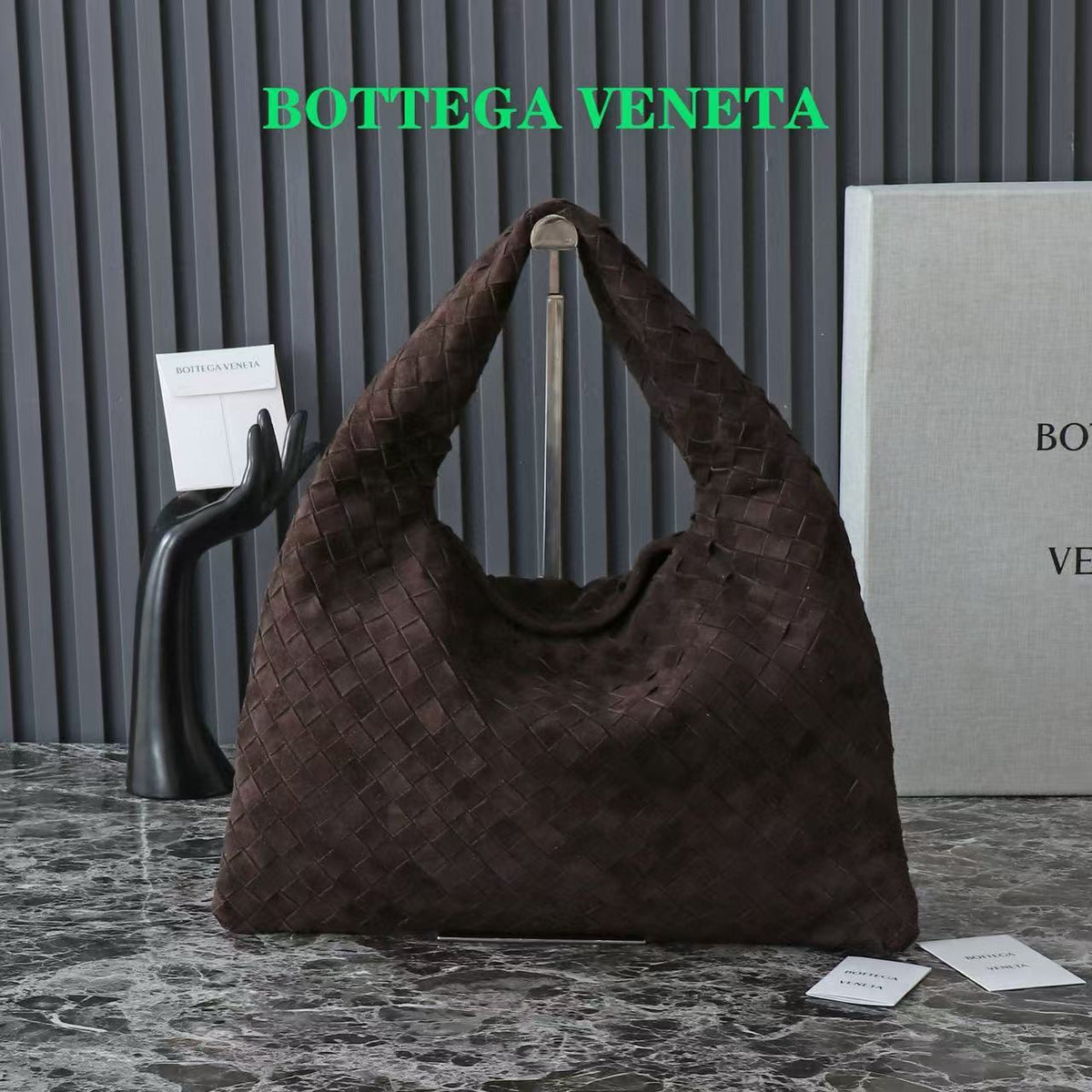 B*V 25 Hop Bag Dark Brown Suede