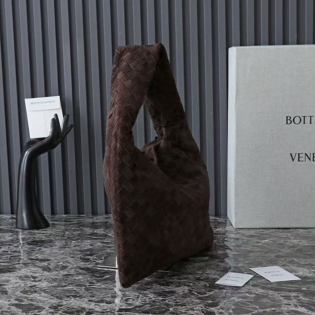 B*V 25 Hop Bag Dark Brown Suede
