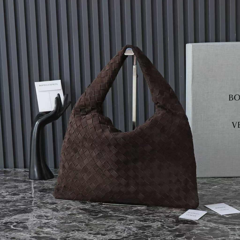 B*V 25 Hop Bag Dark Brown Suede