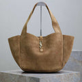Y*S*L 50 Bag Gold Hardware Tan Suede