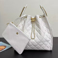 Ch*nel 2025 Hobo Bag 40cm White Grained Calfskin