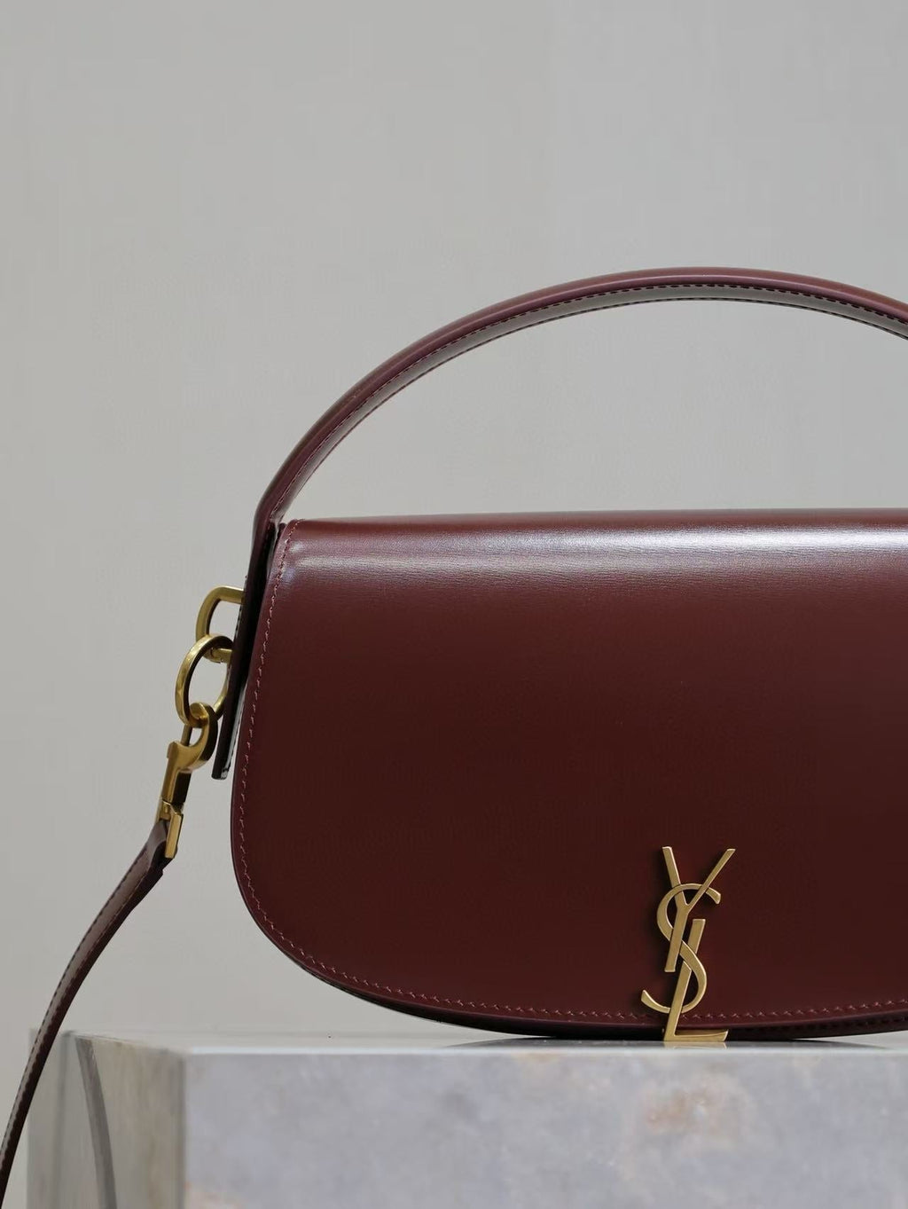 Y*S*L 2025 Voltaire 24cm Burgundy Gold Calfskin