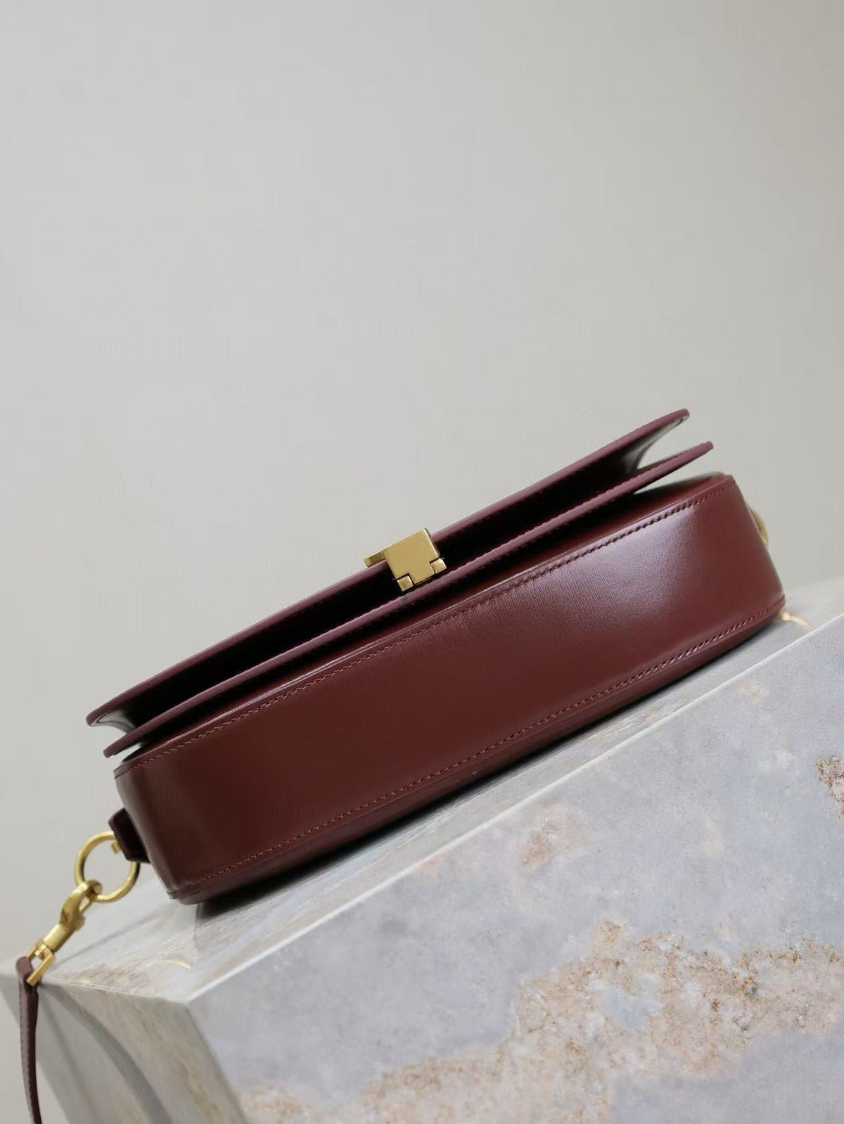 Y*S*L 2025 Voltaire 24cm Burgundy Gold Calfskin