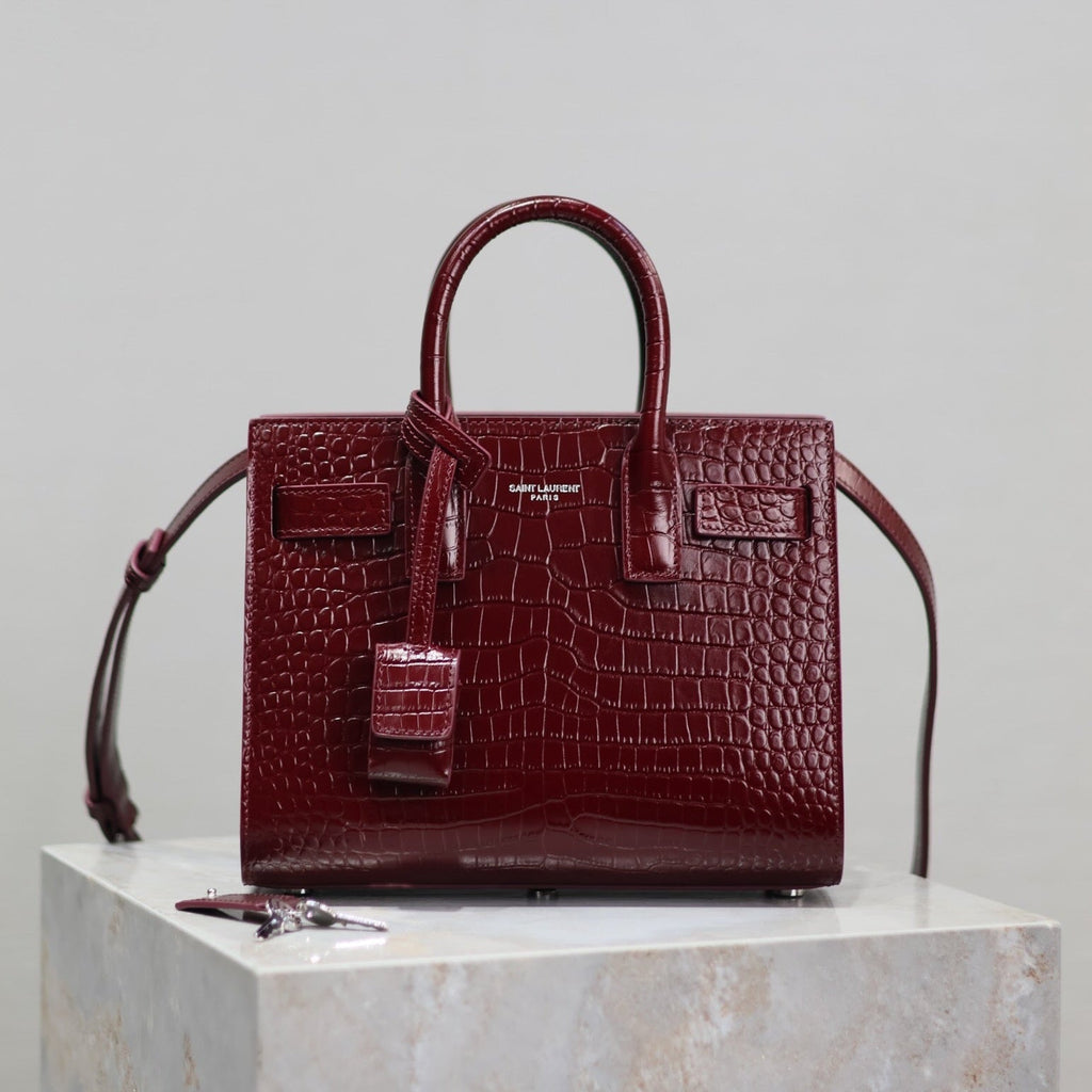 Y*S*L 2025 Sac De Jour Nano Bag 22cm Merlot Red Leather