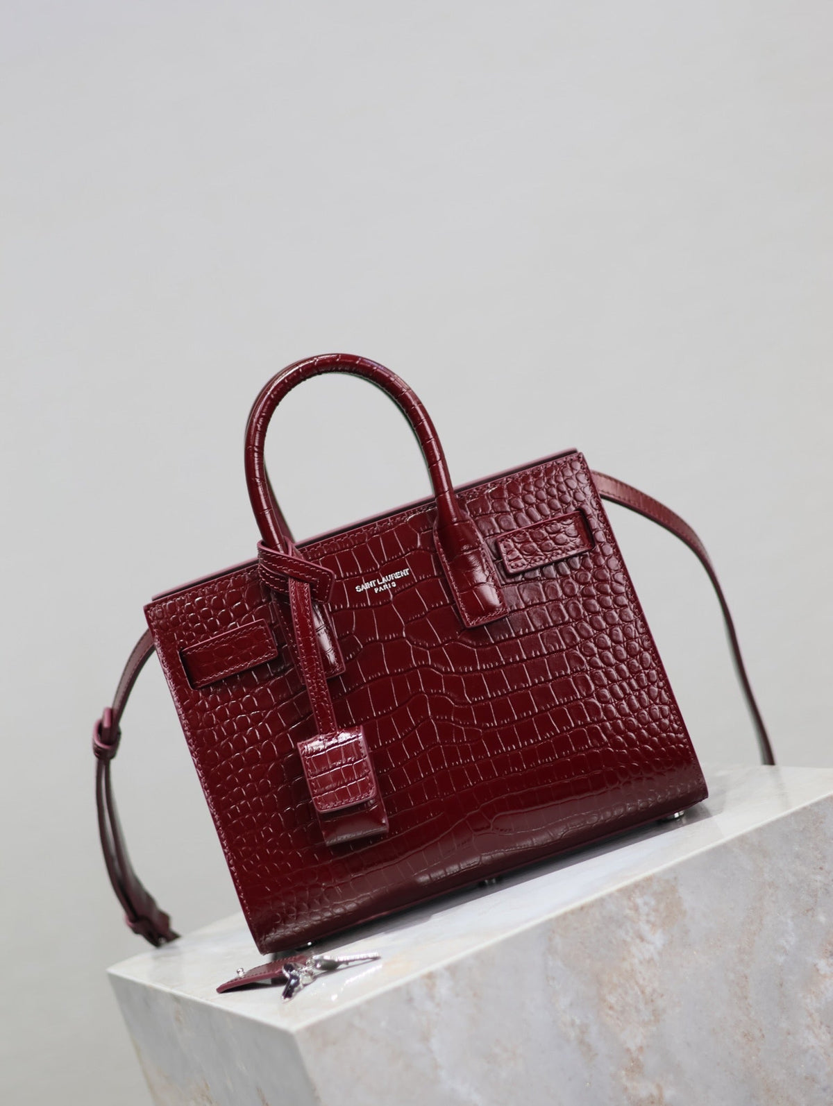 Y*S*L 2025 Sac De Jour Nano Bag 22cm Merlot Red Leather