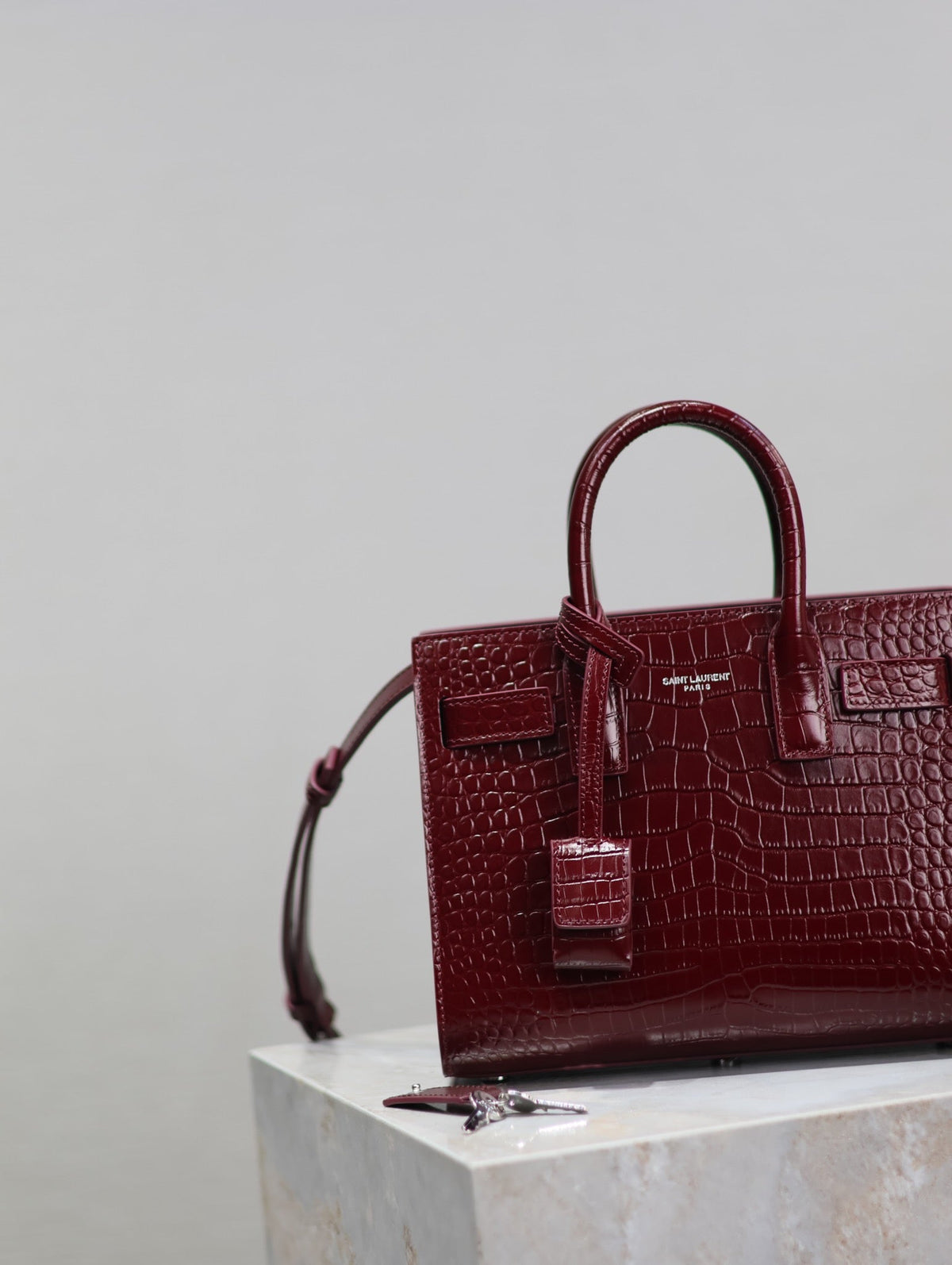 Y*S*L 2025 Sac De Jour Nano Bag 22cm Merlot Red Leather