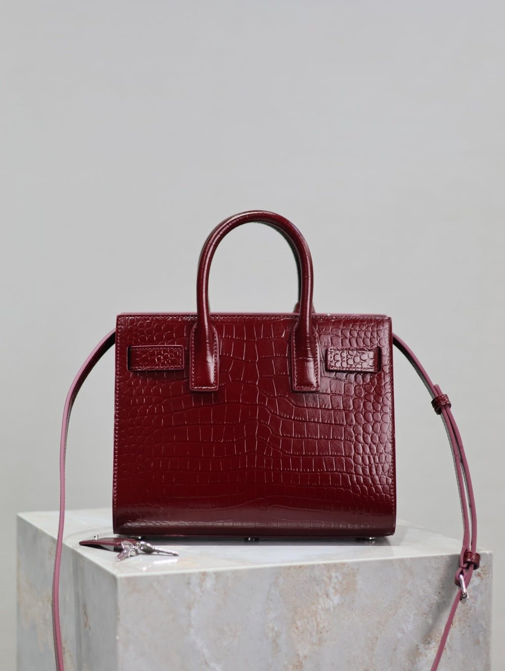 Y*S*L 2025 Sac De Jour Nano Bag 22cm Merlot Red Leather