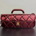 Ch*nel Flap Bag Top Handle Metallic Mirror Calfskin Gold Tone Metal