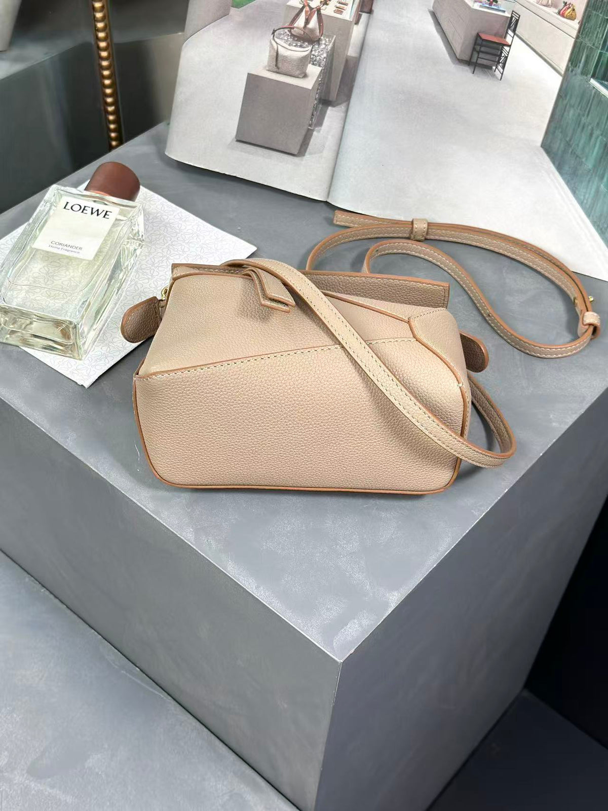 L*E MINI 18 PUZZLE BAG IN SANDY CALFSKIN GHW