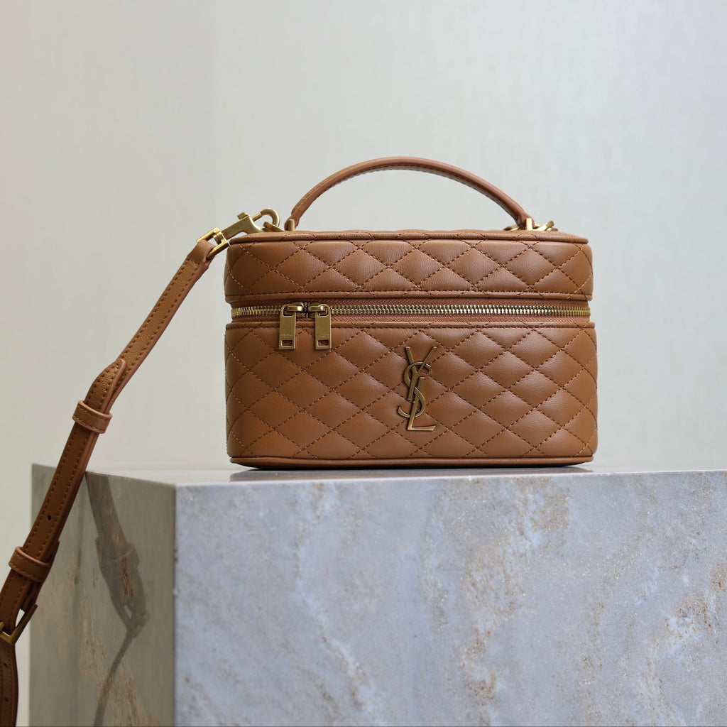 Y*S*L Gaby Mini Vanity 18 Brown Lambskin Gold Hardware