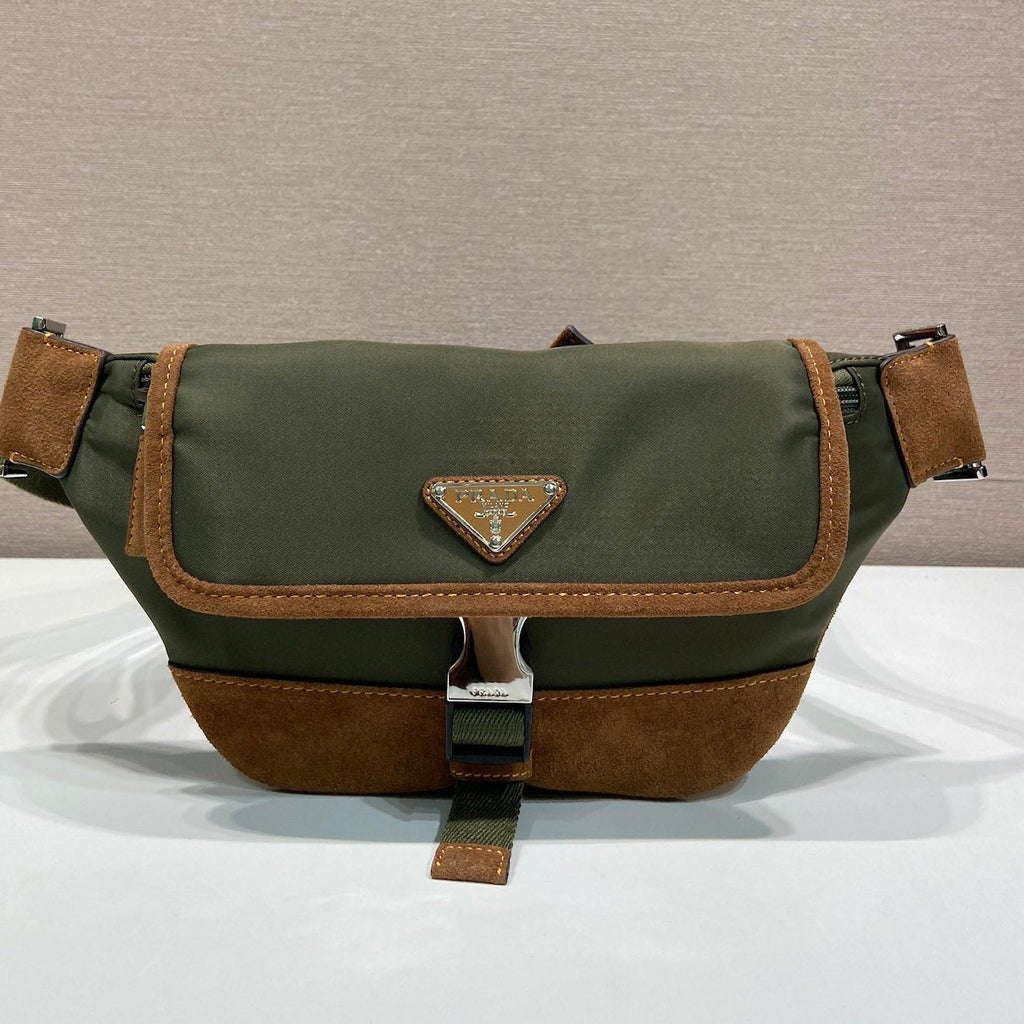 Pr*da 2025 Belt Bag Musk Green mix Cocoa Recycled Polyamide