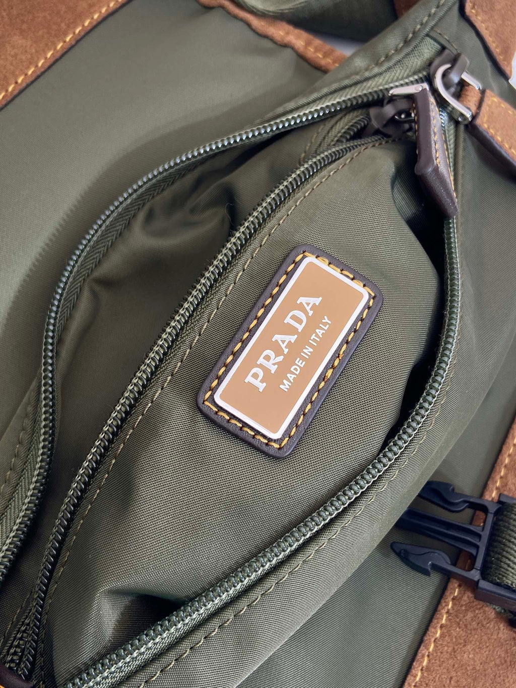 Pr*da 2025 Belt Bag Musk Green mix Cocoa Recycled Polyamide