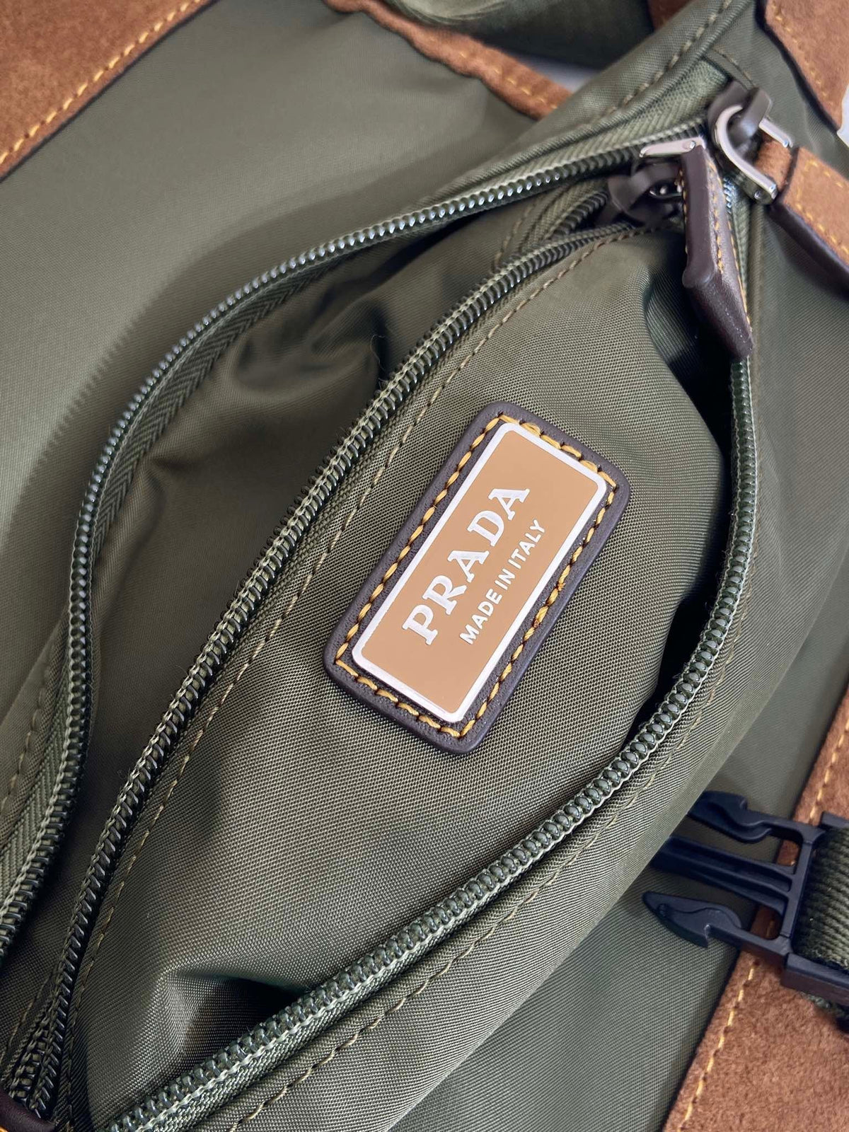 Pr*da 2025 Belt Bag Musk Green mix Cocoa Recycled Polyamide