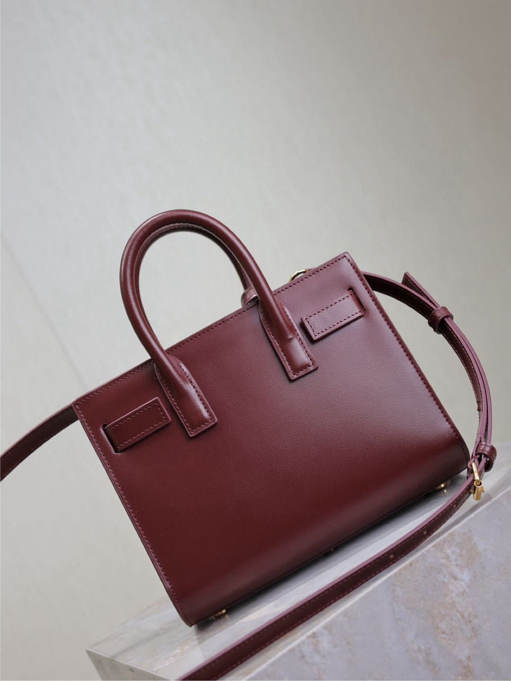 S*int L*urent Sac De Jour Nano Tote Bag Burgundy Calfskin