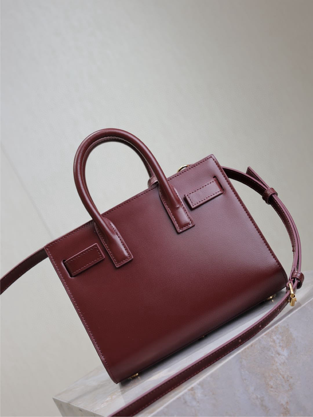 S*int L*urent Sac De Jour Nano Tote Bag Burgundy Calfskin