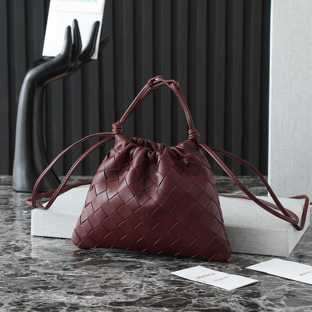 B*ttega V*neta 2025 Small Dustbag Burgundy Calf Leather