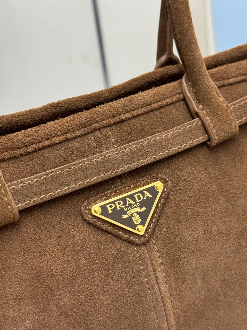 Pr*da Bonnie Large 32cm Brown Suede