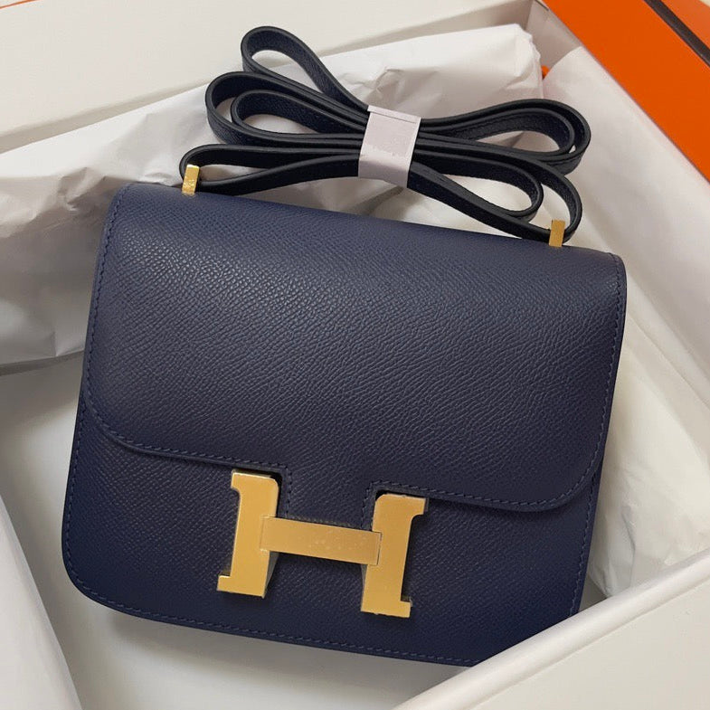 H*rmes 2025 Constance Bag Blue Indigo Epsom Leather With Gold Hardware