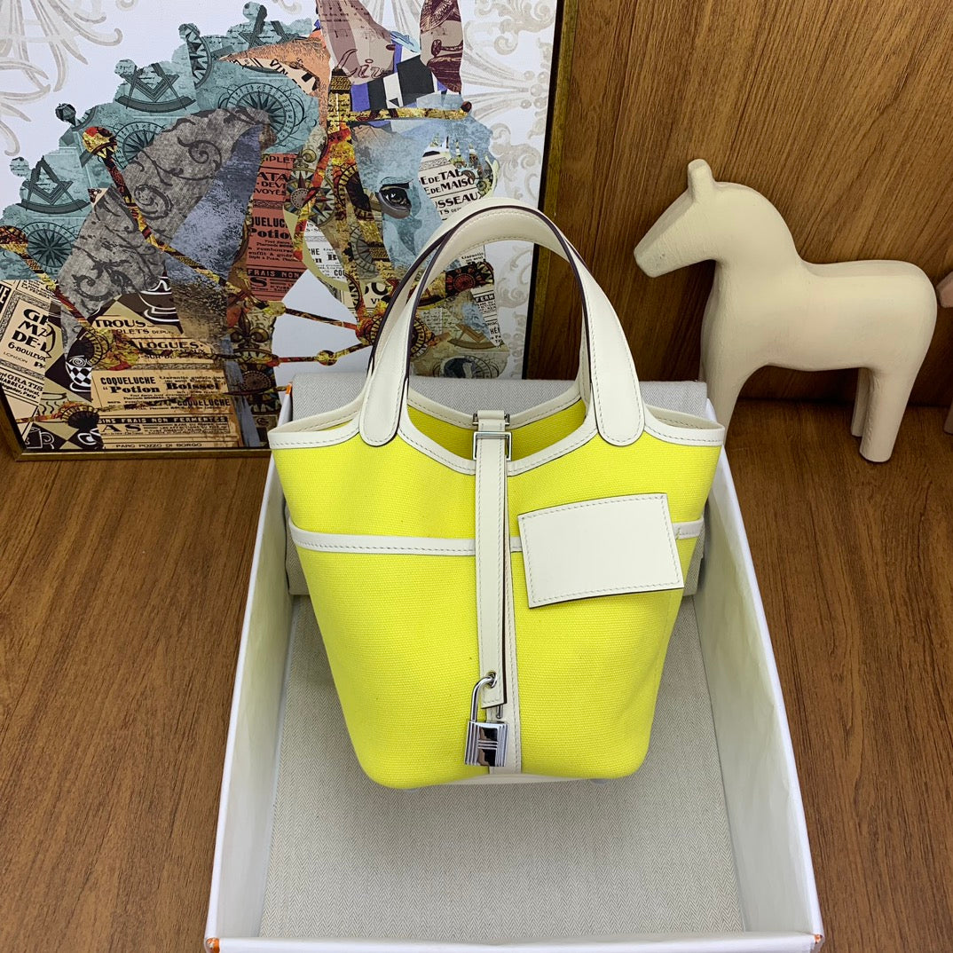 H*M Picotin Lock Pocket Handbag Swift Canvas