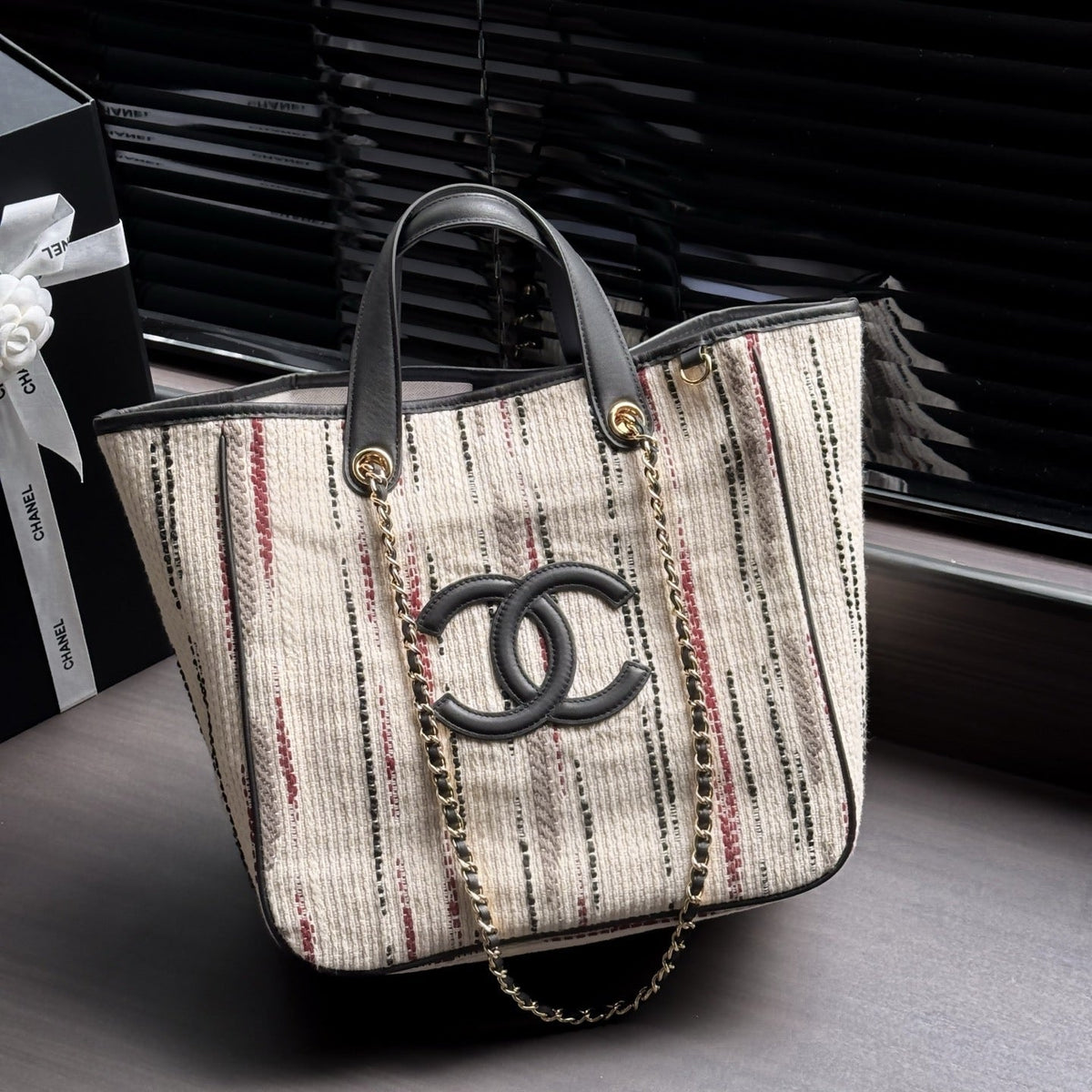 C*C 26S Shopping Bag Striped Canvas
