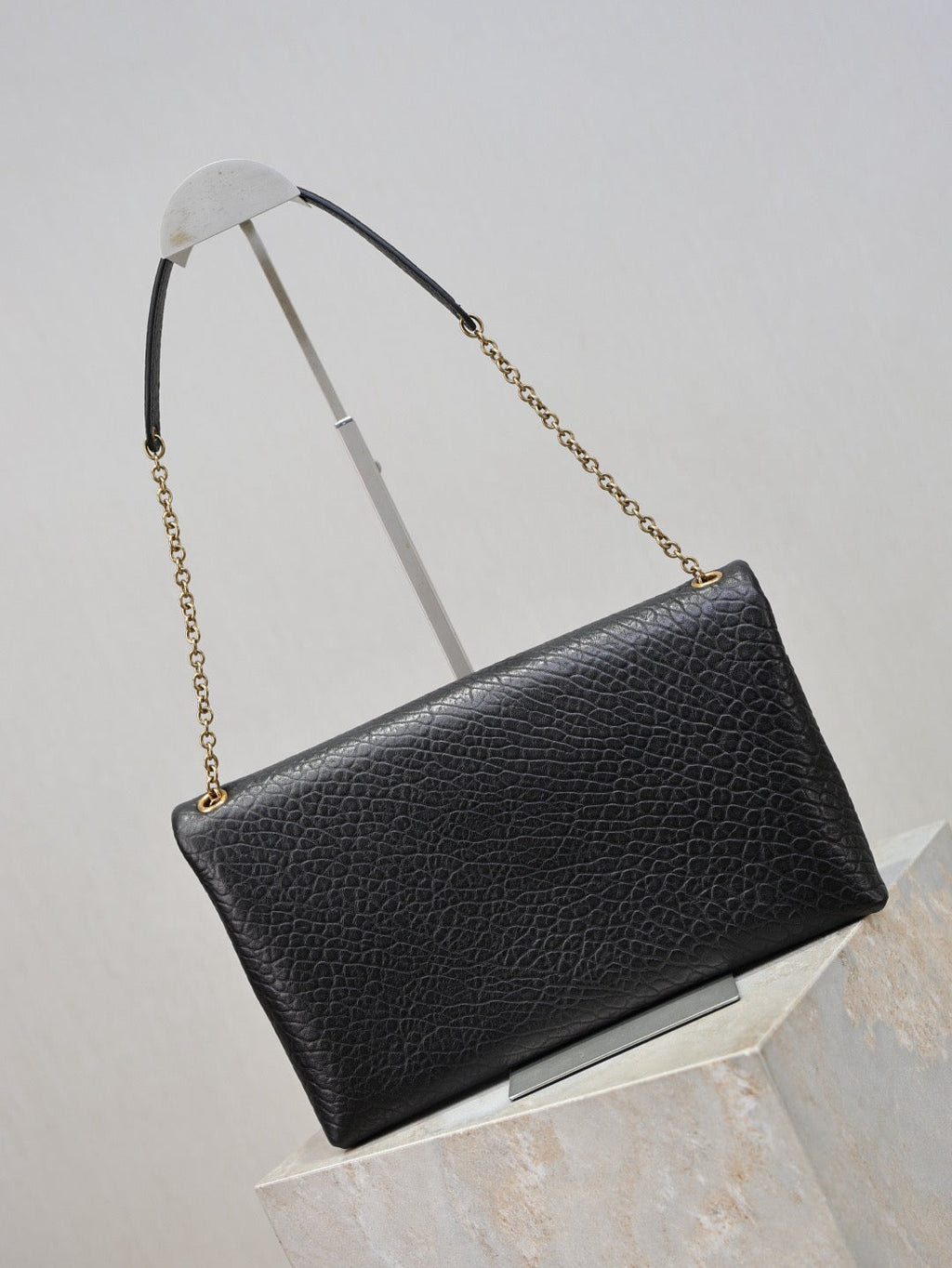 Y*S*L 2025 Cassandre XXLn Envelope Pouch On Chain Black Lambskin