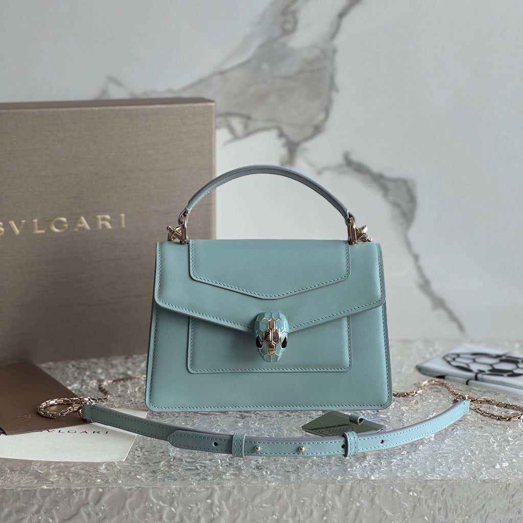 B*lgari Serpenti Forever Shoulder Bag 19 Blue in Calfskin