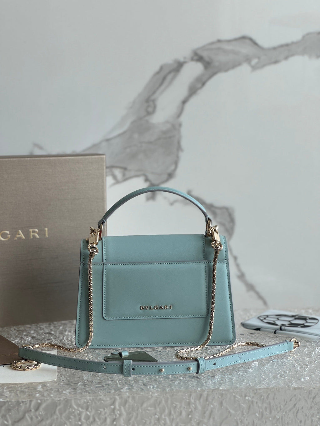 B*lgari Serpenti Forever Shoulder Bag 19 Blue in Calfskin