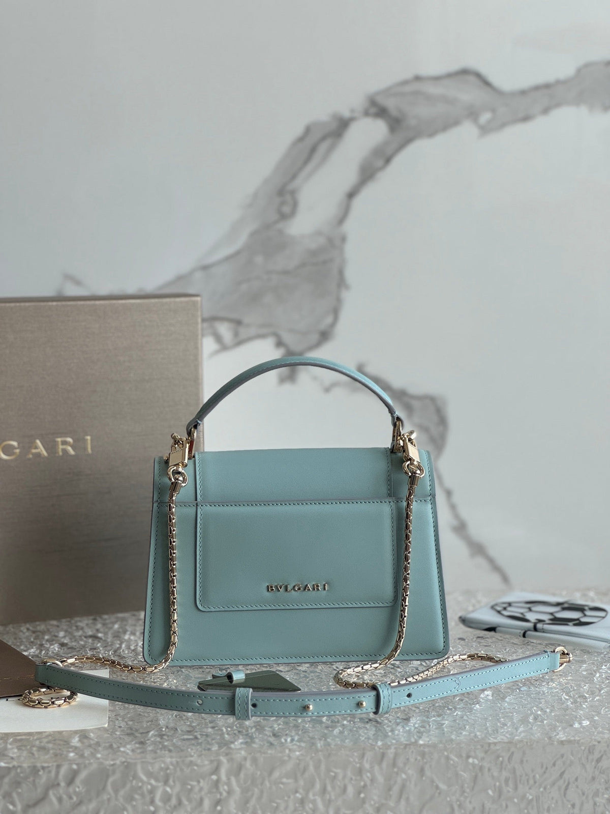 B*lgari Serpenti Forever Shoulder Bag 19 Blue in Calfskin